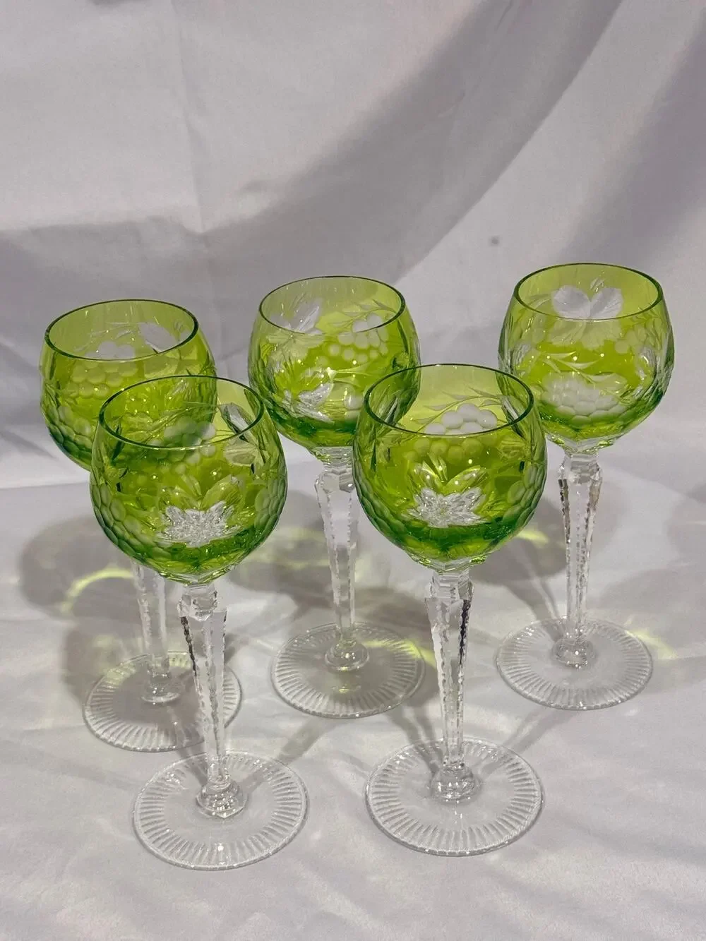 Vintage Nachtmann Traube Chartreuse Wine Hock Goblets Set of 5 Pattern German